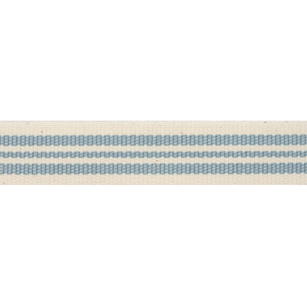 STRIPED LINEN WITH RIBBON 15MM - SKY BLUE