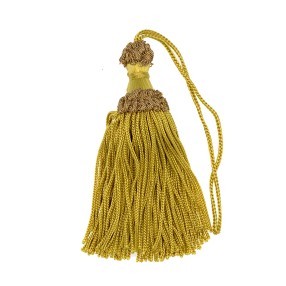 METALLIC CHAINETTE KEY TASSEL WITH RUFFLE - MINERAL YELLOW