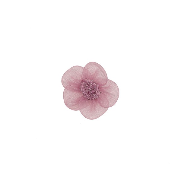 ORGANDY AND BEADS FLOWER MOTIF - ANTIQUE PINK