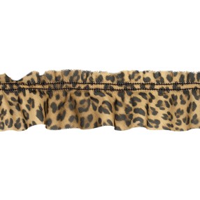 PRINTED ANIMAL RUFFLED RIBBON WITH STRETCH - LEOPARD
