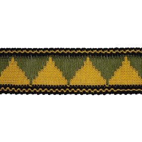 ETHNIC CHAINETTE TAPE 43MM - GREEN-GOLD
