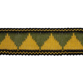ETHNIC CHAINETTE TAPE 43MM - GREEN-GOLD