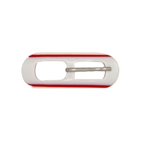 CLASSIC OVAL POLYESTER BUCKLE 15MM - WHITE-RED