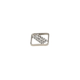 SQUARE METAL BUTTON WITH RHINESTONE - CRYSTAL
