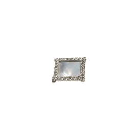 SQUARE METAL BUTTON WITH SHELL AND RHINESTONE- WHITE