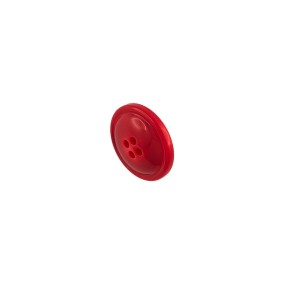 4-HOLES DOMED POLYESTER BUTTON - RED