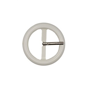 CLASSIC ROUND GALALITH BUCKLE 40MM - WHITE