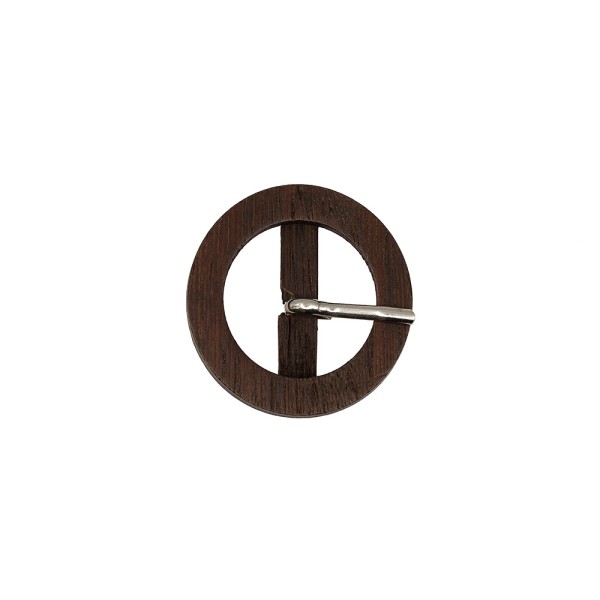CLASSIC ROUND WOOD BUCKLE 30MM - BROWN