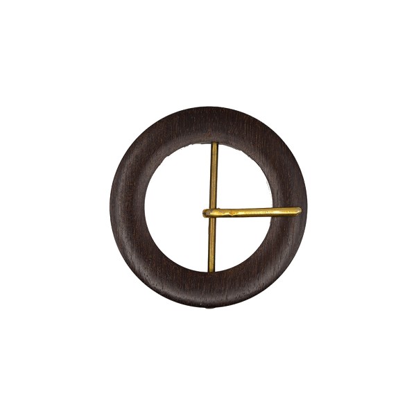 CLASSIC ROUND WOOD BUCKLE 35MM - BROWN