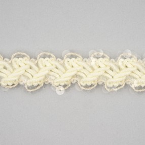 BRAIDED TRIMMINGS WITH SEQUINS 25 - CREAM