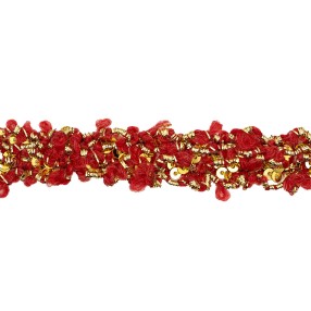 BRAIDED TRIMMING WITH METALLIC THREAD AND SEQUINS 25 - RED