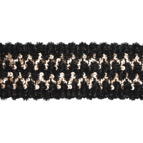 ELASTIC BRAIDED TRIMMING WITH SEQUINS - BLACK-GOLD