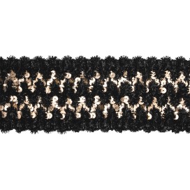 ELASTIC BRAIDED TRIMMING WITH SEQUINS - BLACK-GOLD