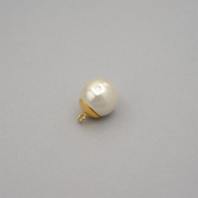 PEARL BALL BUTTON WITH SHANK - WHITE-GOLD
