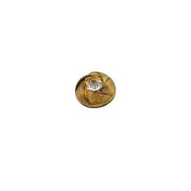 GLASS BUTTON WITH RHINESTONE - ANTIQUE GOLD