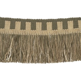 COTTON AND LINEN BRAID FRINGE 100MM - MILITARY GREEN