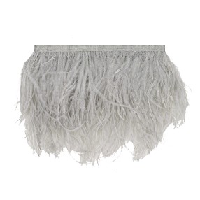 OSTRICH FEATHER FRINGE - PEARL GREY