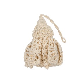 COTTON KEY TASSEL WITH FRILLED LACE  - ECRU