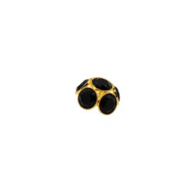 OCTAGONAL DOMED METAL BUTTON WITH SHANK - BLACK
