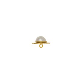 JEWEL METAL BUTTON WITH FAUX PEARL - GOLD
