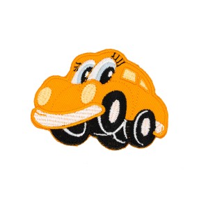 IRON-ON EMBROIDERED CAR MOTIF - YELLOW