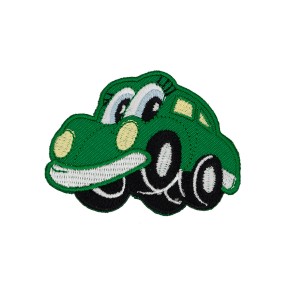 IRON-ON EMBROIDERED CAR MOTIF - GREEN
