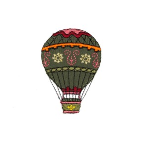 IRON-ON EMBROIDERED BALLOON MOTIF - BROWN GREEN