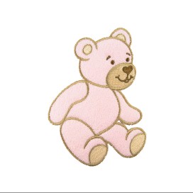 IRON-ON EMBROIDERED BEAR MOTIF - PINK