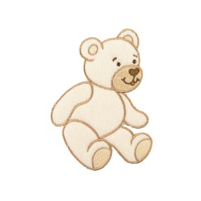 IRON-ON EMBROIDERED BEAR MOTIF - BEIGE