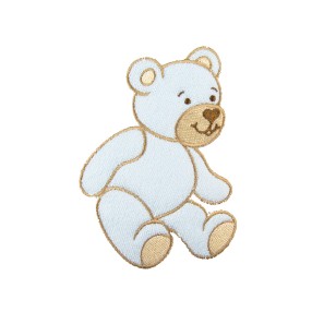 IRON-ON EMBROIDERED BEAR MOTIF - SKY BLUE