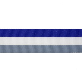 SILVIA STRIPE REGIMENTAL RIBBON 25MM - BLUE-WHITE-GREY
