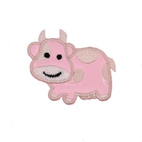 IRON-ON EMBROIDERED COW MOTIF - PINK