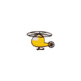 IRON-ON EMBROIDERED HELICOPTER MOTIF - YELLOW