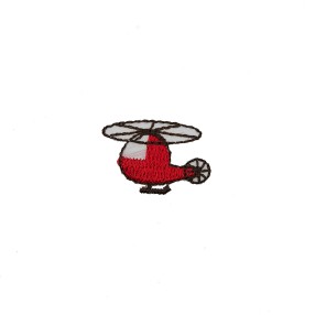IRON-ON EMBROIDERED HELICOPTER MOTIF - RED