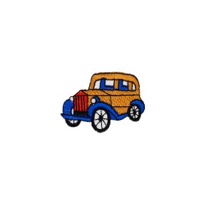 IRON-ON EMBROIDERED CAR MOTIF - BLUE-YELLOW