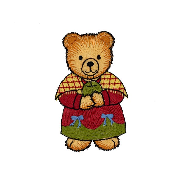 IRON-ON EMBROIDERED BEAR MOTIF - MULTICOLOR