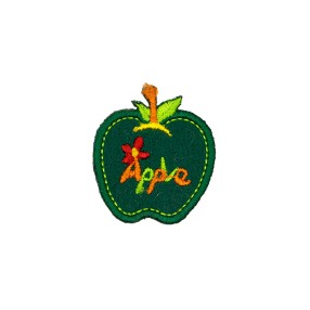IRON-ON EMBROIDERED APPLE MOTIF - GREEN