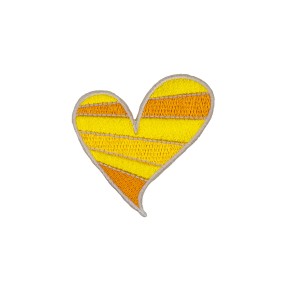 IRON-ON EMBROIDERED HEART MOTIF - YELLOW