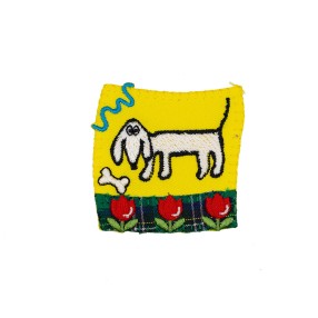 IRON-ON EMBROIDERED DOG MOTIF - YELLOW