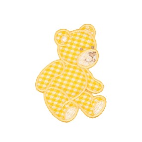 IRON-ON EMBROIDERED BEAR MOTIF - YELLOW