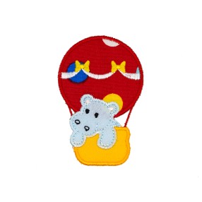 IRON-ON EMBROIDERED HIPPO IN BALLOON MOTIF - RED