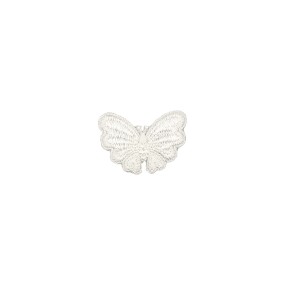IRON-ON EMBROIDERED BUTTERFLY MOTIF - WHITE