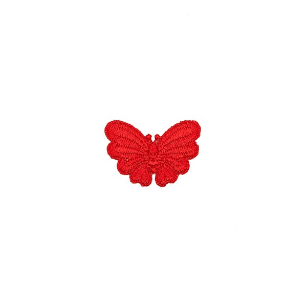 IRON-ON EMBROIDERED BUTTERFLY MOTIF - RED
