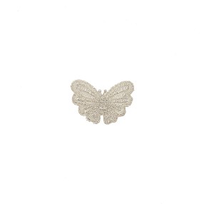 IRON-ON EMBROIDERED BUTTERFLY MOTIF - SILVER