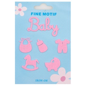SET IRON-ON EMBROIDERED BABY MOTIF - PINK