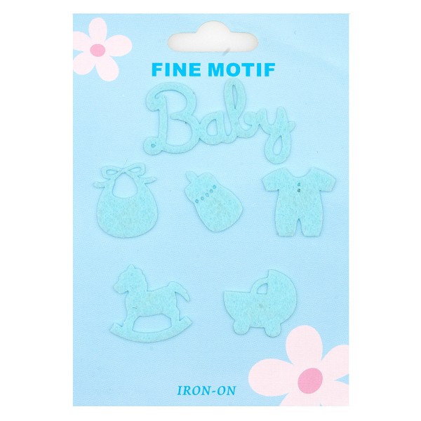 SET IRON-ON EMBROIDERED BABY MOTIF - SKY BLUE