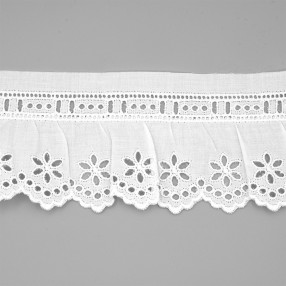 COTTON BRODERIE ANGLAISE GATHERED WITH INSERT - WHITE