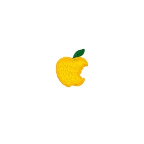 IRON-ON EMBROIDERED APPLE MOTIF - YELLOW