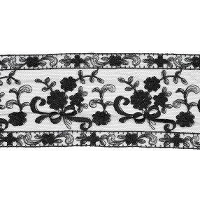 FLORAL INSERT MACRAME LACE TRIMMING 95MM - BLACK