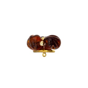 JEWEL VINTAGE RESIN BUTTON WITH SHANK - AMBER